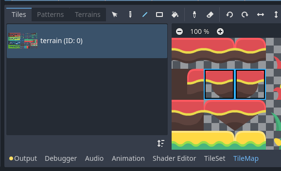 Selecting multiple tiles in the LayeredTileMap editor by holding down the left mouse button