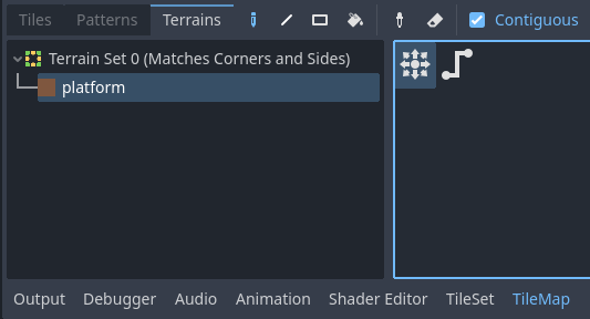Selecting Connect mode in the LayeredTileMap editor's Terrains tab