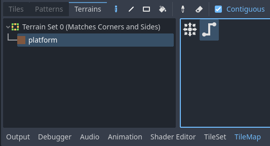 Selecting Path mode in the LayeredTileMap editor's Terrains tab